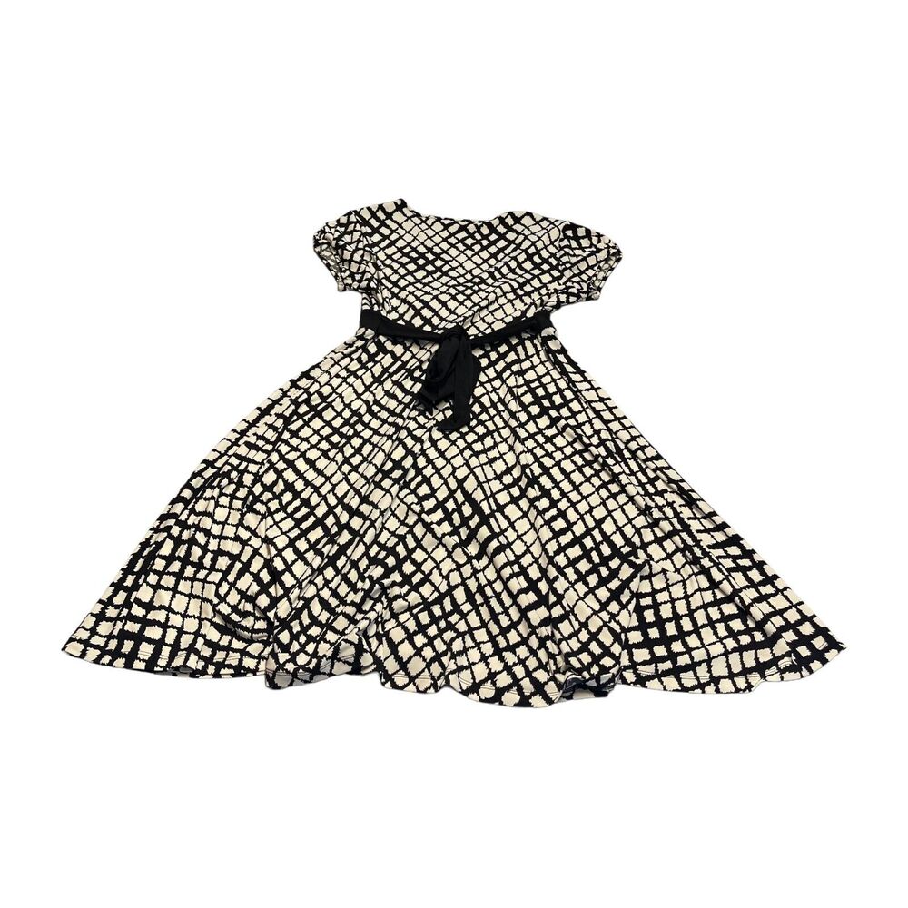 Apt. 9 Fit & Flare Dress Women Small Petite White Printed Stretch Belted Waist - Picture 2 of 9